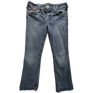 Silver Jeans Women's Santorini Capri Jeans Stretch Denim Size 30 Blue Faded Wash